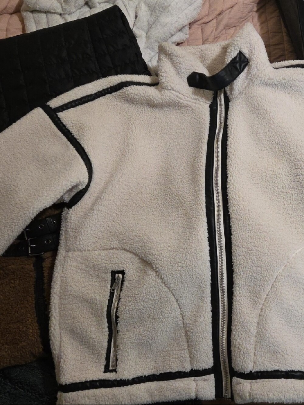 Abercrombie & Fitch Cream Jacket with Black Logo Text